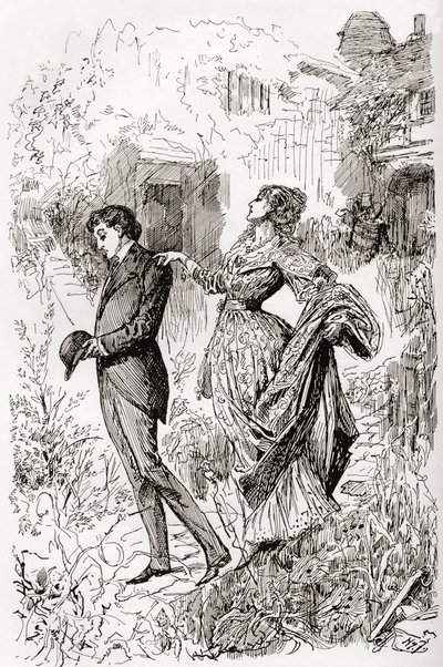 Estella und Pip im Garten von Miss Havisham von Harry Furniss