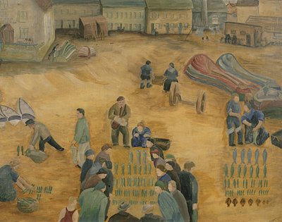 Fischverkauf, 1938 von Harry Mitten Wilson