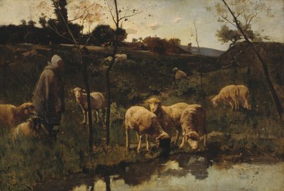 Landschaft mit Schafen, Picardie von Harry Thompson