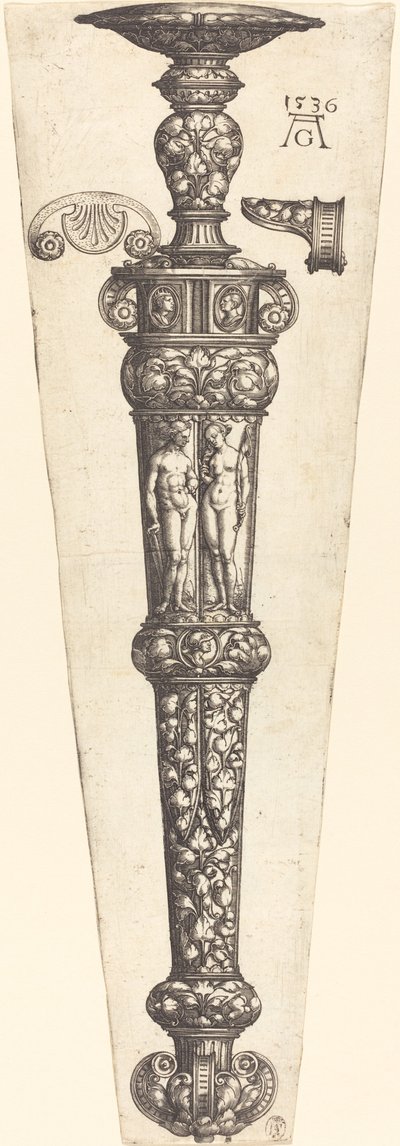 Große Dolchscheide mit nacktem Paar von Heinrich Aldegrever