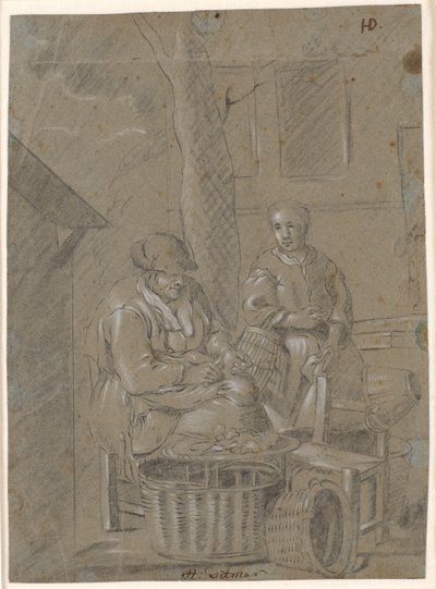 Zwei Frauen bei häuslichen Arbeiten von Heinrich Dittmers