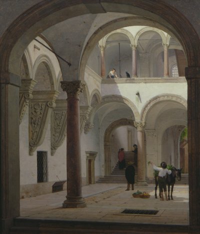 Innenhof des Palazzo Fava, Bologna, 1874 von Heinrich Hansen