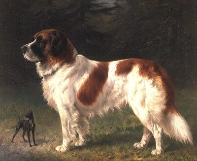 Ein Bernhardiner und ein Zwergpinscher von Heinrich Sperling