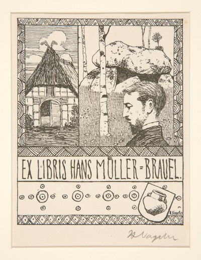 Ex Libris Hans Mueller-Blauel von Heinrich Vogeler