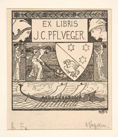 Exlibris: J.C. Pflueger von Heinrich Vogeler
