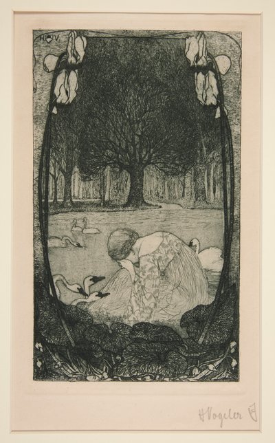 Frau weint am See von Heinrich Vogeler