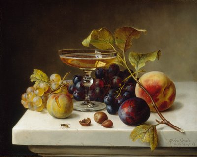 Stillleben mit Früchten und Champagner, 1869 von Helen Searle