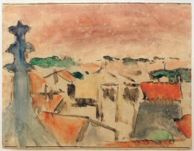 Dorf unter violettem Himmel von Helmuth Macke