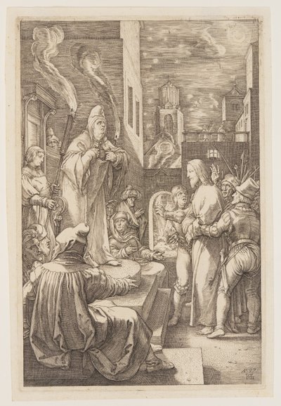 Christus vor Kaiphas, aus Die Passion von Hendrick Goltzius