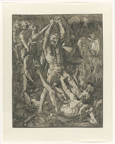 Herkules besiegt Cacus von Hendrick Goltzius