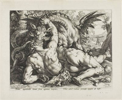 Der Drache verschlingt die Gefährten von Kadmos von Hendrick Goltzius