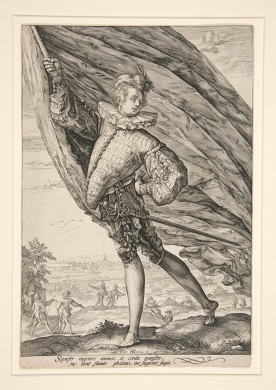 Der Fahnenträger, nach links gewandt von Hendrick Goltzius