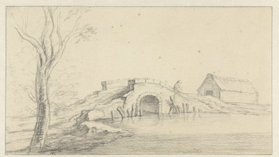 Landschaft mit verfallener Steinbrücke von Hendrik Chalon