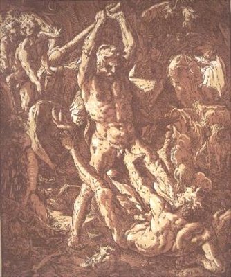 Herkules tötet Cacus von Hendrik Goltzius