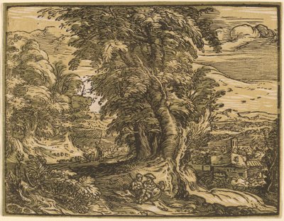 Landschaft mit einem Hirtenpaar von Hendrik Goltzius