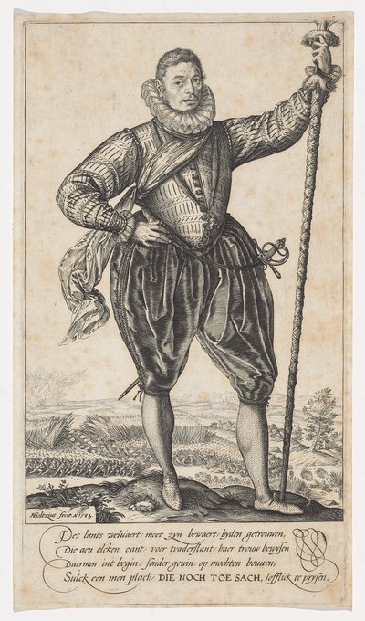 Pikenier, nach rechts gewandt, 1583 von Hendrik Goltzius