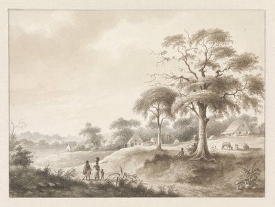 Häuser an einem Fluss von Hendrik Huygens
