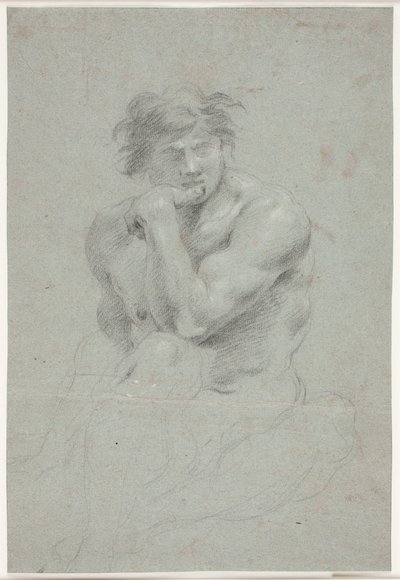 Männliches Modellstudie, Oberkörper und Unterkörper skizziert von Hendrik Krock
