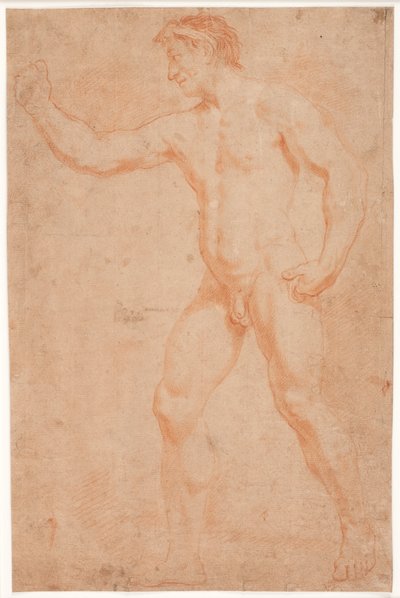 Männliches Modellstudie, stehend, mit erhobenem Arm von Hendrik Krock
