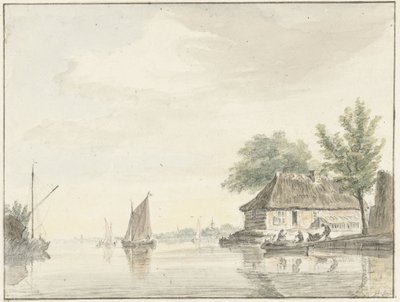 Flusslandschaft mit segelnden Booten von Hendrik Spilman