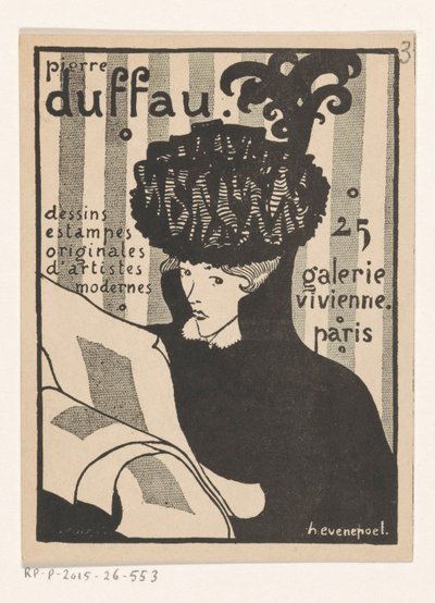 Visitenkarte des Kunsthändlers Pierre Duffau in Paris von Henri Evenepoel
