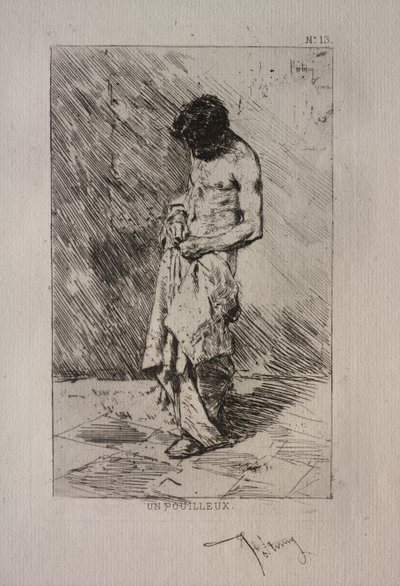 Mann sucht nach Flöhen von Ignace Henri Jean Fantin Latour
