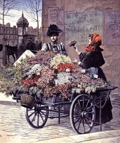 Blumenverkäuferin in Paris von Henri Meyer