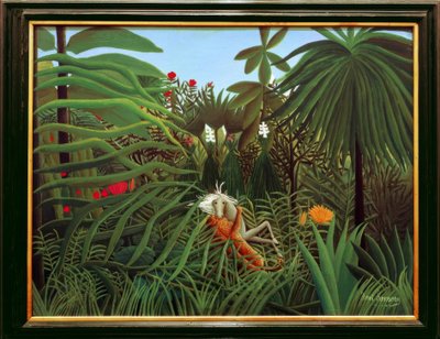 Pferd von einem Jaguar angegriffen von Henri Rousseau