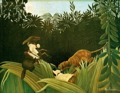Späher von einem Tiger angegriffen von Henri Rousseau