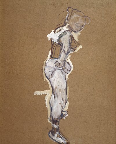 Trapezkünstlerin zieht ihre Strumpfhose an von Henri de Toulouse Lautrec