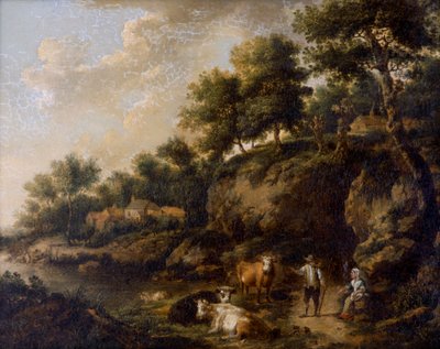 Landschaft mit Kuhhirten von Henricus Josephus Antoniessen