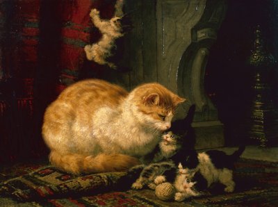Kätzchen beim Spielen von Henriëtte Ronner Knip