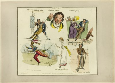 Platte aus Illustrationen zu beliebten Liedern von Henry Alken