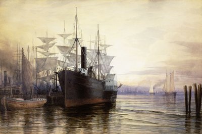 Sonnenuntergang, New Yorker Hafen, 1880 von Henry Farrer