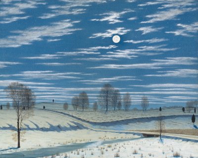 Winterszene im Mondlicht, 1869 von Henry Farrer