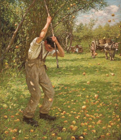 Schütteln von Apfelbäumen für Cider von Henry Herbert La Thangue