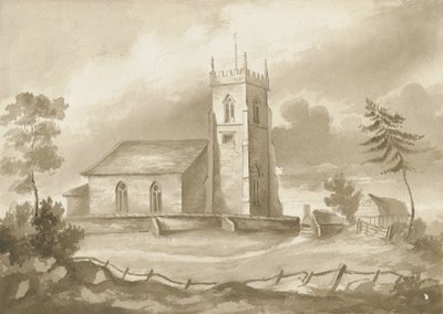 Codsall Kirche: Sepiazeichnung, undatiert [1844] von Henry James Noyes