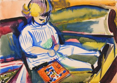 Kind auf Sofa, ca. 1914-1918 von Henry Lyman Saÿen