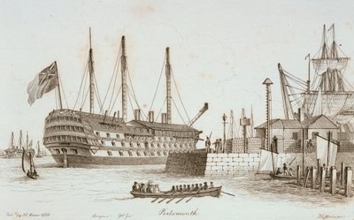 Skizzen von Schiffen im Hafen von Portsmouth von Henry Moses