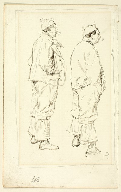 Zwei Skizzen eines stehenden Arbeiters von Henry Stacy Marks