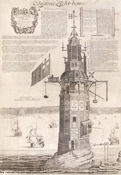 Edystone Leuchtturm, veröffentlicht ca. 1762 von Henry Winstanley