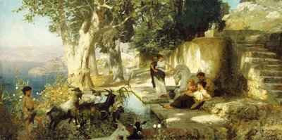 Sonniger Nachmittag am Brunnen von Henryk Siemieradzki