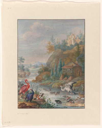 Vögel in der Nähe eines Bergbachs von Herman Henstenburgh