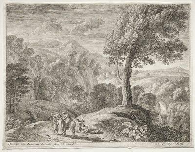 Der große Baum und der Wasserfall von Herman van Swanevelt