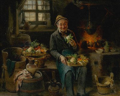 Alter Mann in der Küche, 1875 von Hermann Kern