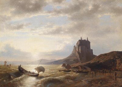 Küstenlandschaft mit Fischern von Hermann Ottomar Herzog