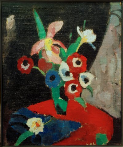 Blumenstillleben auf schwarzem Grund II von Hermann Stenner