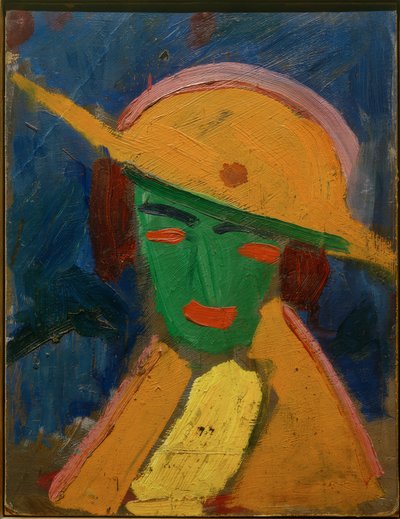 Grüne Frau mit gelbem Hut I von Hermann Stenner