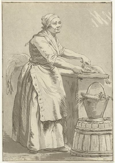 Frau, die Fisch säubert von Hermanus Fock