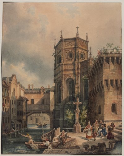 Szene an einem Kanal von Hippolyte Jean Baptiste Garnerey